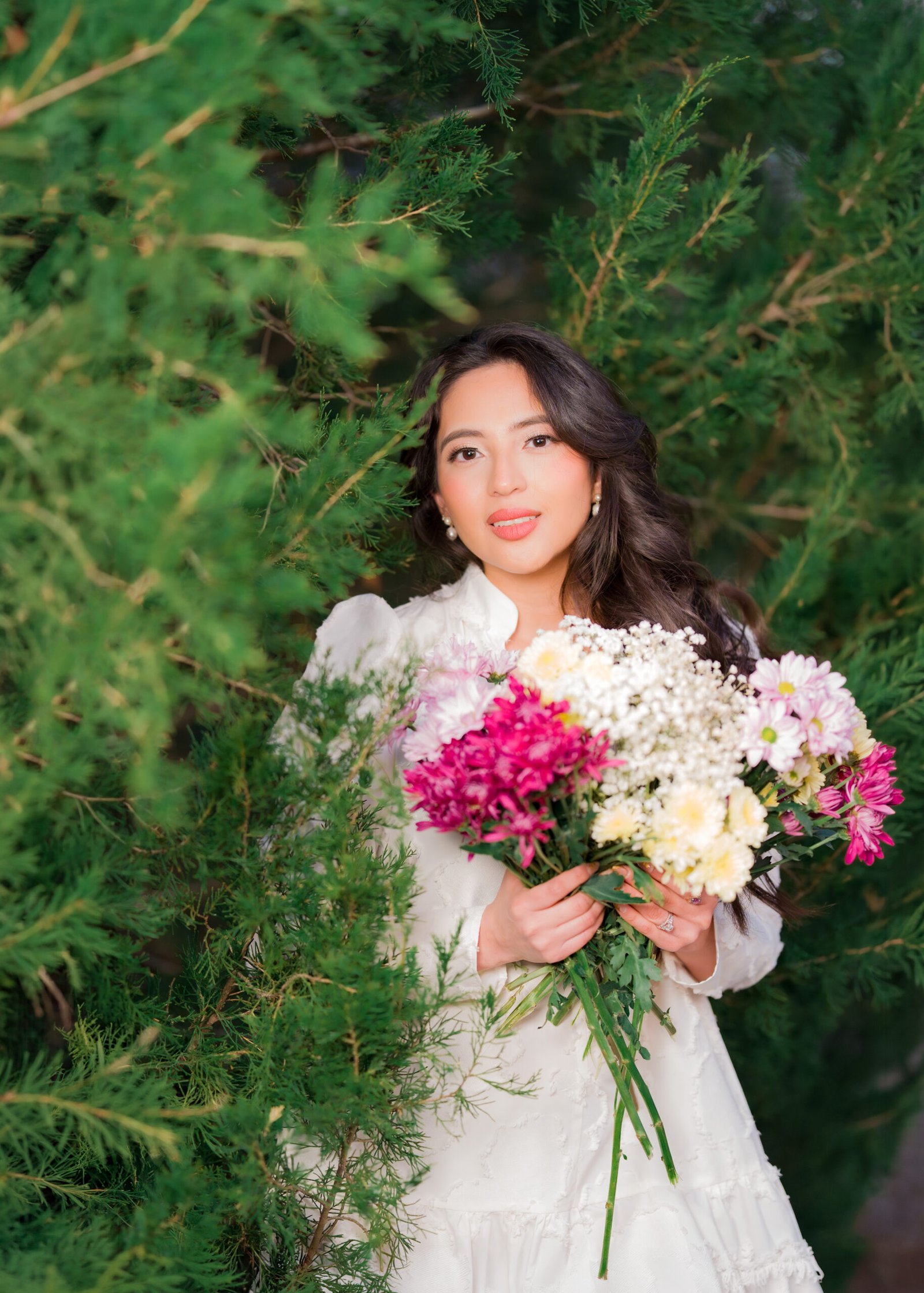 Teresa Vitela The Legacy - woman in white flowing dress with flash fill light during golden hour birthday session Texas